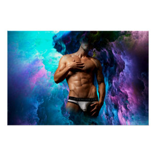 SlipperyJoe's muscular man underwear bulge cosmic  Poster