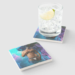 SlipperyJoe's muscular man underwear bulge cosmic  Stone Coaster