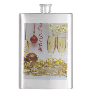 SlipperyJoe's New Year’s celebration toast golden Hip Flask