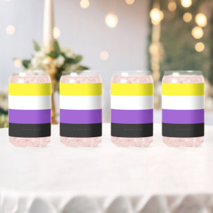 SlipperyJoe's Nonbinary Pride Flag gay gifts LGBTQ Can Glass