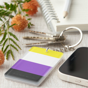 SlipperyJoe's Nonbinary Pride Flag gay gifts LGBTQ Key Ring