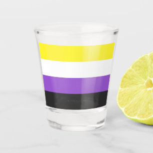 SlipperyJoe's Nonbinary Pride Flag gay gifts LGBTQ Shot Glass