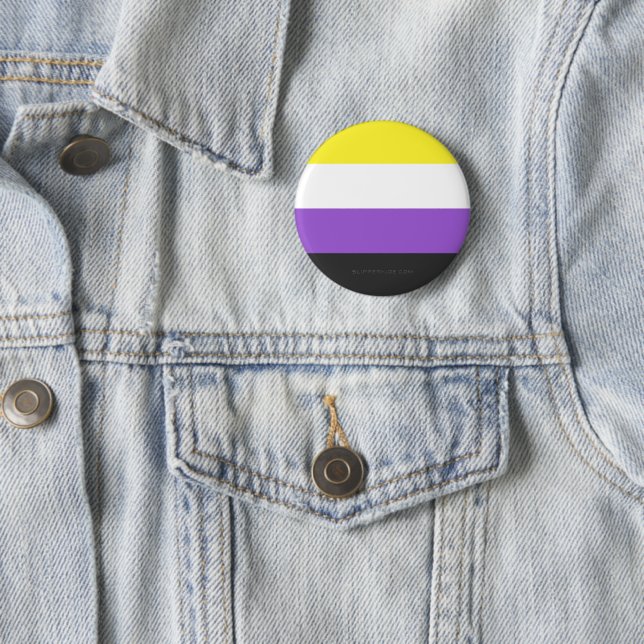 SlipperyJoe's Nonbinary Pride Flag yellow white pu 6 Cm Round Badge (In Situ)