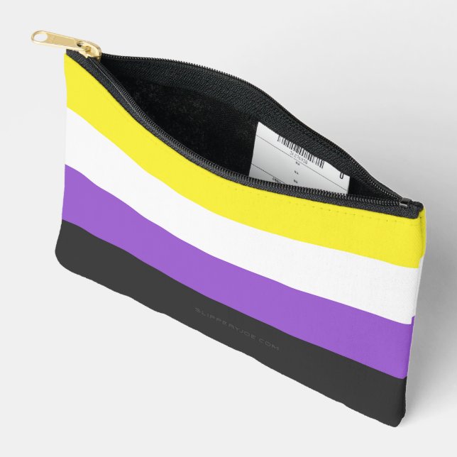 SlipperyJoe's Nonbinary Pride Flag yellow white pu Accessory Pouch (Open)