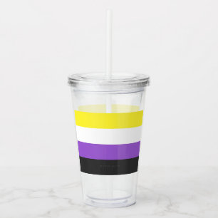 SlipperyJoe's Nonbinary Pride Flag yellow white pu Acrylic Tumbler