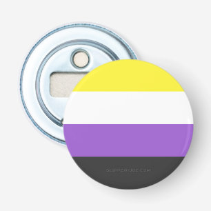 SlipperyJoe's Nonbinary Pride Flag yellow white pu Bottle Opener