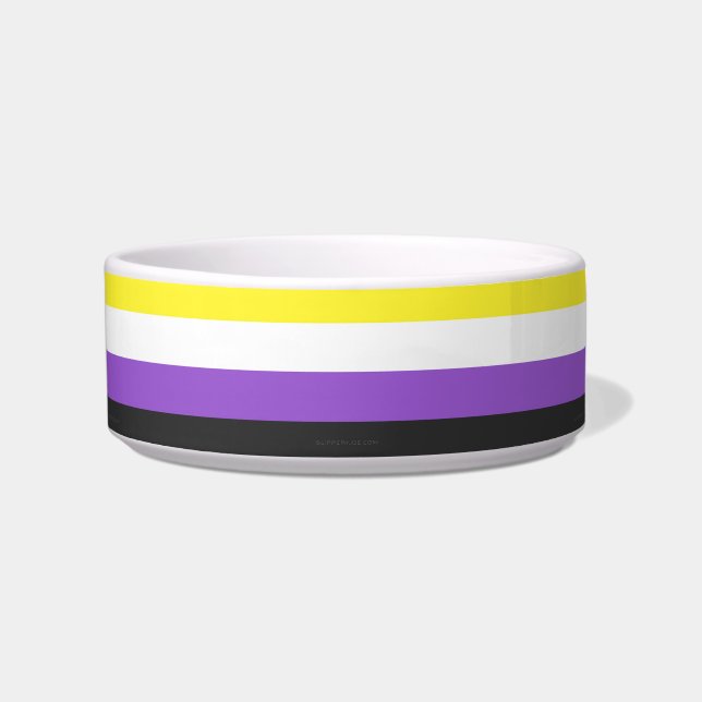 SlipperyJoe's Nonbinary Pride Flag yellow white pu Bowl (Front)