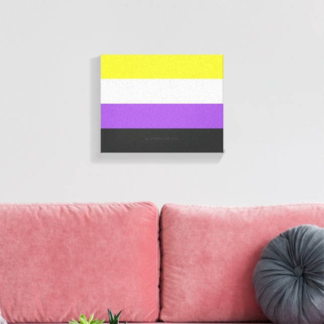 SlipperyJoe's Nonbinary Pride Flag yellow white pu Canvas Print (Insitu(LivingRoom))