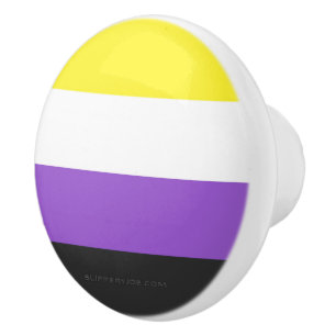 SlipperyJoe's Nonbinary Pride Flag yellow white pu Ceramic Knob