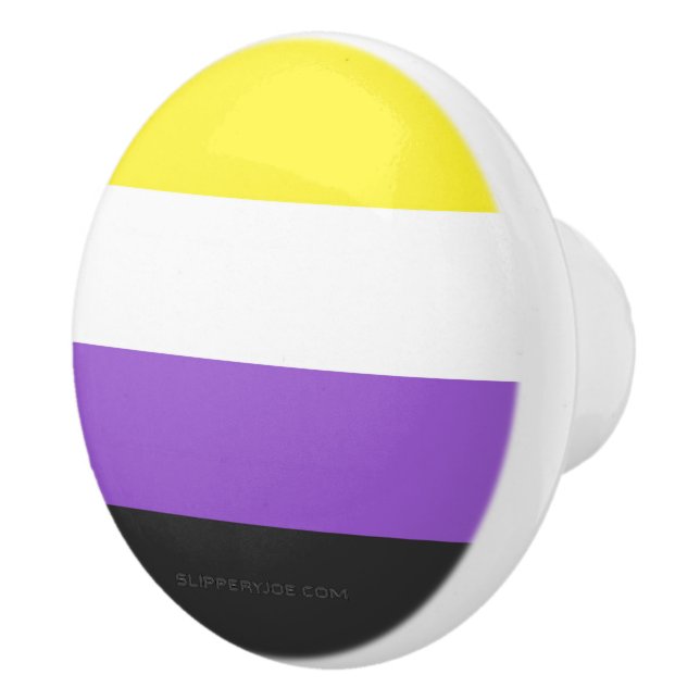SlipperyJoe's Nonbinary Pride Flag yellow white pu Ceramic Knob (Right)
