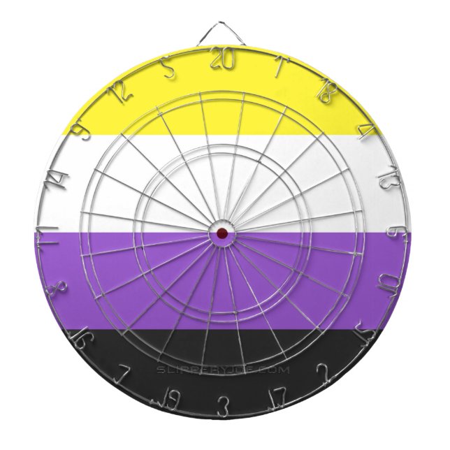 SlipperyJoe's Nonbinary Pride Flag yellow white pu Dartboard (Front)