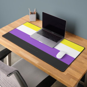 SlipperyJoe's Nonbinary Pride Flag yellow white pu Desk Mat