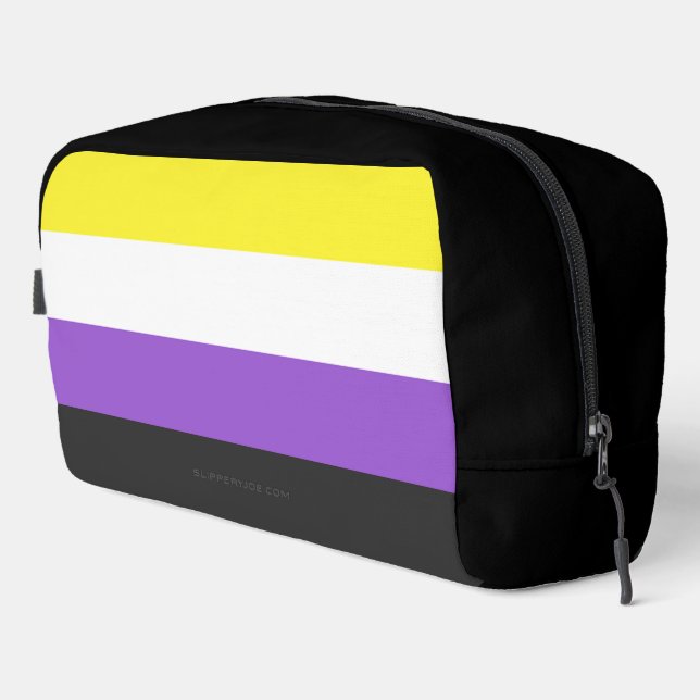 SlipperyJoe's Nonbinary Pride Flag yellow white pu Dopp Kit (Right Corner)