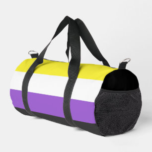 SlipperyJoe's Nonbinary Pride Flag yellow white pu Duffle Bag