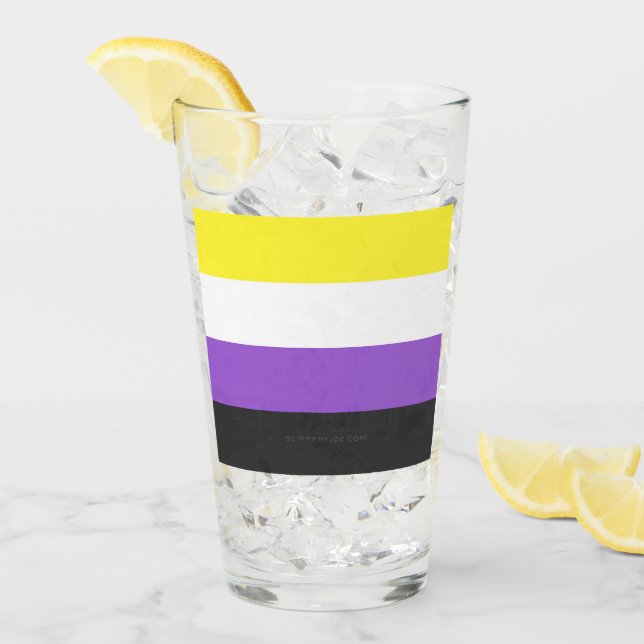 SlipperyJoe's Nonbinary Pride Flag yellow white pu Glass (Front Ice)