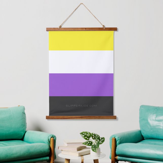 SlipperyJoe's Nonbinary Pride Flag yellow white pu Hanging Tapestry (Living Room)