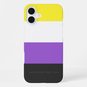 SlipperyJoe's Nonbinary Pride Flag yellow white pu iPhone 16 Plus Case