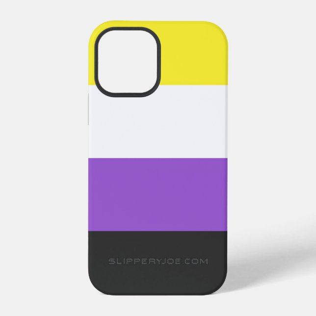 SlipperyJoe's Nonbinary Pride Flag yellow white pu iPhone Case (Back)