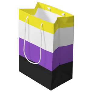 SlipperyJoe's Nonbinary Pride Flag yellow white pu Medium Gift Bag