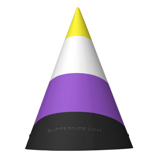 SlipperyJoe's Nonbinary Pride Flag yellow white pu Party Hat (Front)