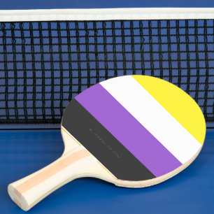 SlipperyJoe's Nonbinary Pride Flag yellow white pu Ping Pong Paddle