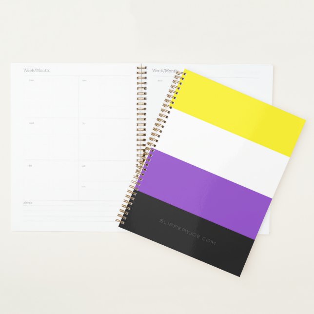 SlipperyJoe's Nonbinary Pride Flag yellow white pu Planner (Display)