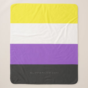 SlipperyJoe's Nonbinary Pride Flag yellow white pu Sherpa Blanket