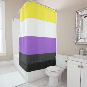 SlipperyJoe's Nonbinary Pride Flag yellow white pu Shower Curtain