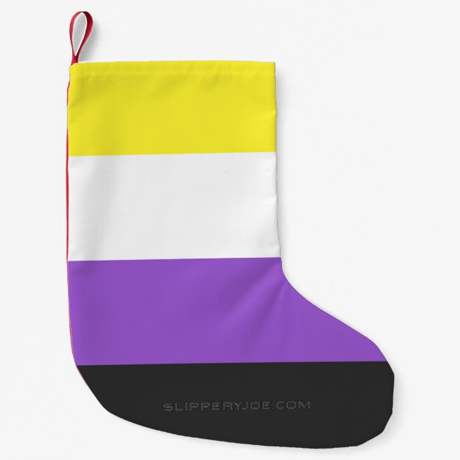 SlipperyJoe's Nonbinary Pride Flag yellow white pu Small Christmas Stocking (Front)