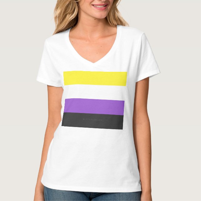 SlipperyJoe's Nonbinary Pride Flag yellow white pu T-Shirt (Front)