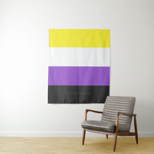 SlipperyJoe's Nonbinary Pride Flag yellow white pu Tapestry
