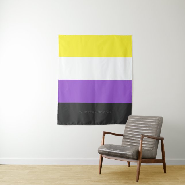 SlipperyJoe's Nonbinary Pride Flag yellow white pu Tapestry (In Situ)