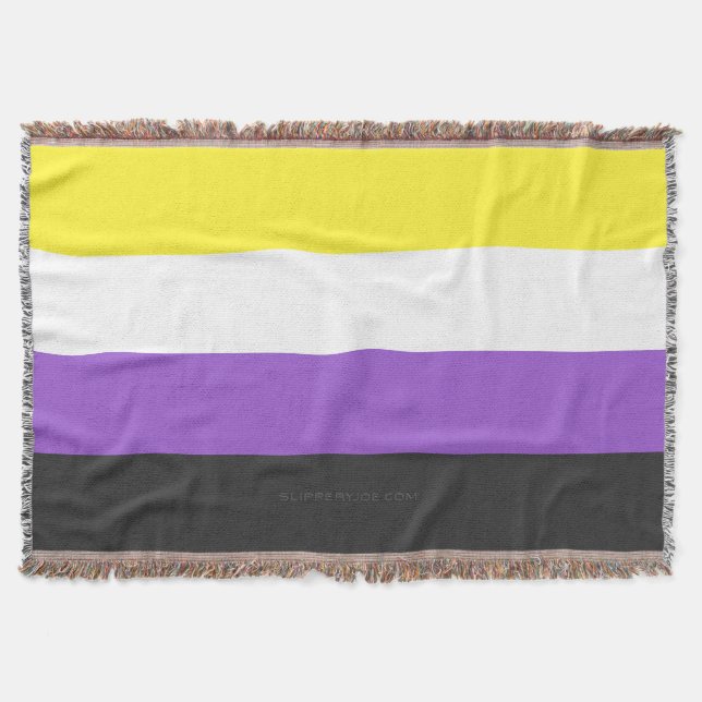 SlipperyJoe's Nonbinary Pride Flag yellow white pu Throw Blanket (Front)
