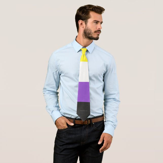 SlipperyJoe's Nonbinary Pride Flag yellow white pu Tie (In Situ)