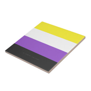 SlipperyJoe's Nonbinary Pride Flag yellow white pu Tile