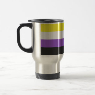 SlipperyJoe's Nonbinary Pride Flag yellow white pu Travel Mug
