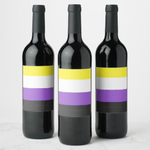 SlipperyJoe's Nonbinary Pride Flag yellow white pu Wine Label