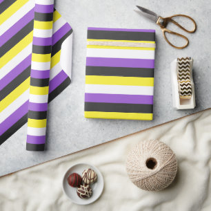 SlipperyJoe's Nonbinary Pride Flag yellow white pu Wrapping Paper