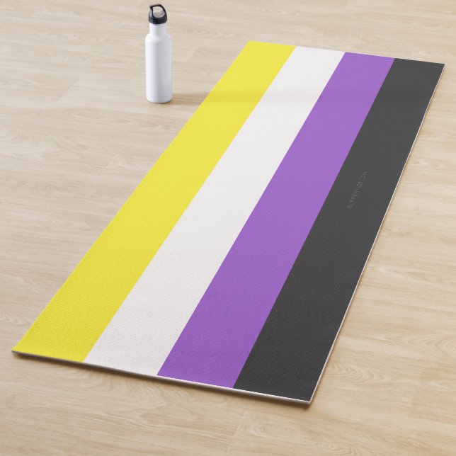 SlipperyJoe's Nonbinary Pride Flag yellow white pu Yoga Mat (In Situ)