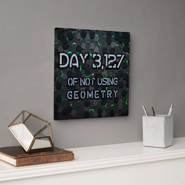 SlipperyJoe's not using geometry interlocking hexa Square Wall Clock (Office)