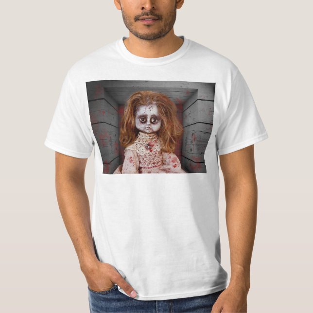 SlipperyJoe's old doll Happy Halloween creepy bloo T-Shirt (Front)