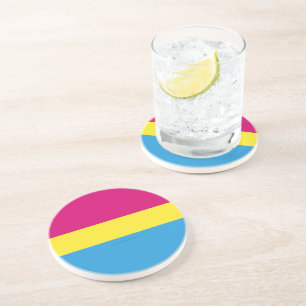 SlipperyJoe's pansexual pride flag gender-blind pi Coaster