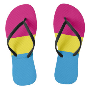 SlipperyJoe's pansexual pride flag gender-blind pi Flip Flops
