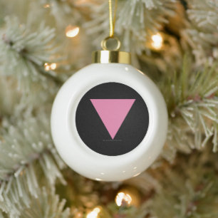 SlipperyJoe's pink triangle flag bright pink symbo Ceramic Ball Christmas Ornament
