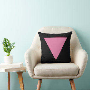 SlipperyJoe's pink triangle flag bright pink symbo Cushion