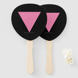 SlipperyJoe's pink triangle flag bright pink symbo Hand Fan
