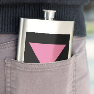 SlipperyJoe's pink triangle flag bright pink symbo Hip Flask