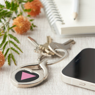 SlipperyJoe's pink triangle flag bright pink symbo Key Ring