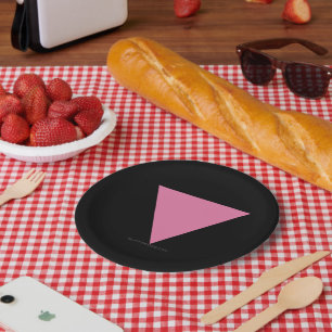 SlipperyJoe's pink triangle flag bright pink symbo Paper Plate