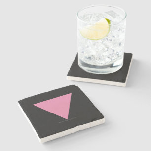 SlipperyJoe's pink triangle flag bright pink symbo Stone Coaster
